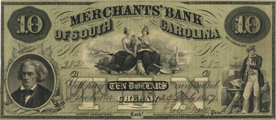 Merchants' Bank of South Carolina $10 - Obsolete Notes