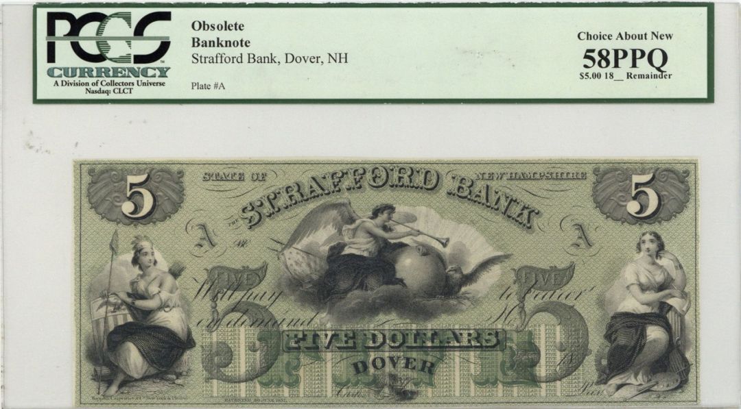 Strafford Bank $5 - Obsolete Notes