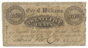Geo. C. Williams 25 Cents -  Obsolete Paper Money