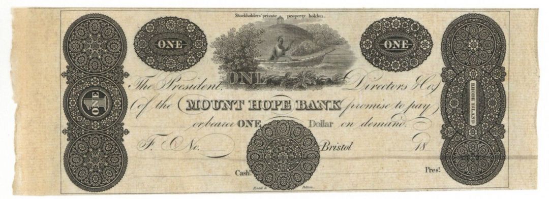 1 Dollar Unissued Note -  Obsolete Paper Money