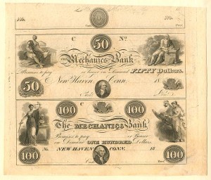 Mechanics Bank - Uncut Obsolete Sheet - Broken Bank Notes