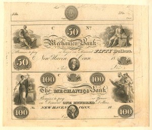 Mechanics Bank - Uncut Obsolete Sheet - Broken Bank Notes