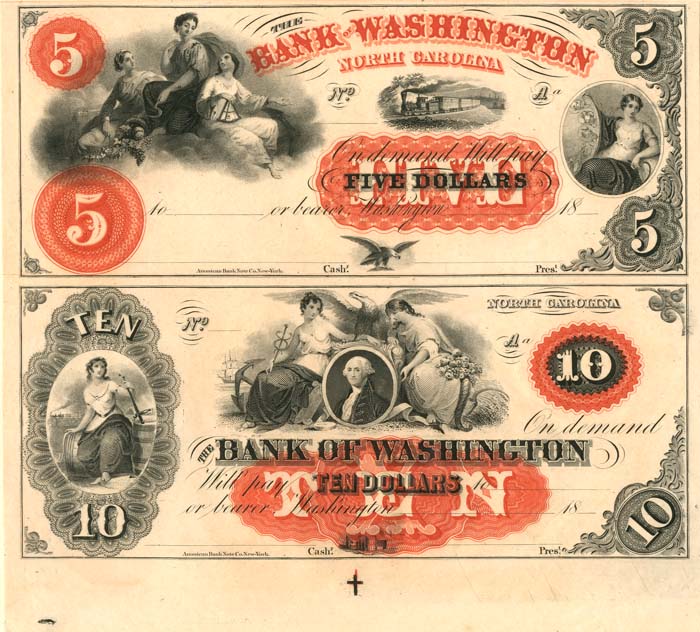 Bank of Washington - Uncut Obsolete Sheet - Broken Bank Notes