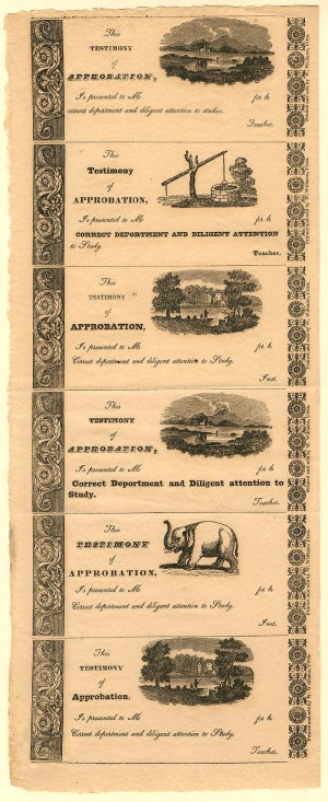 Testimony of Approbation - Uncut Obsolete Sheet - Broken Bank Notes - SOLD