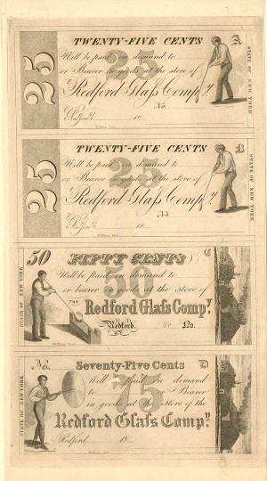Redford Glass Co. Uncut Obsolete Sheet - Broken Bank Notes