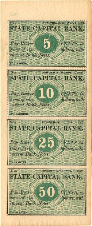 State Capital Bank - Uncut Obsolete Sheet - Broken Bank Notes