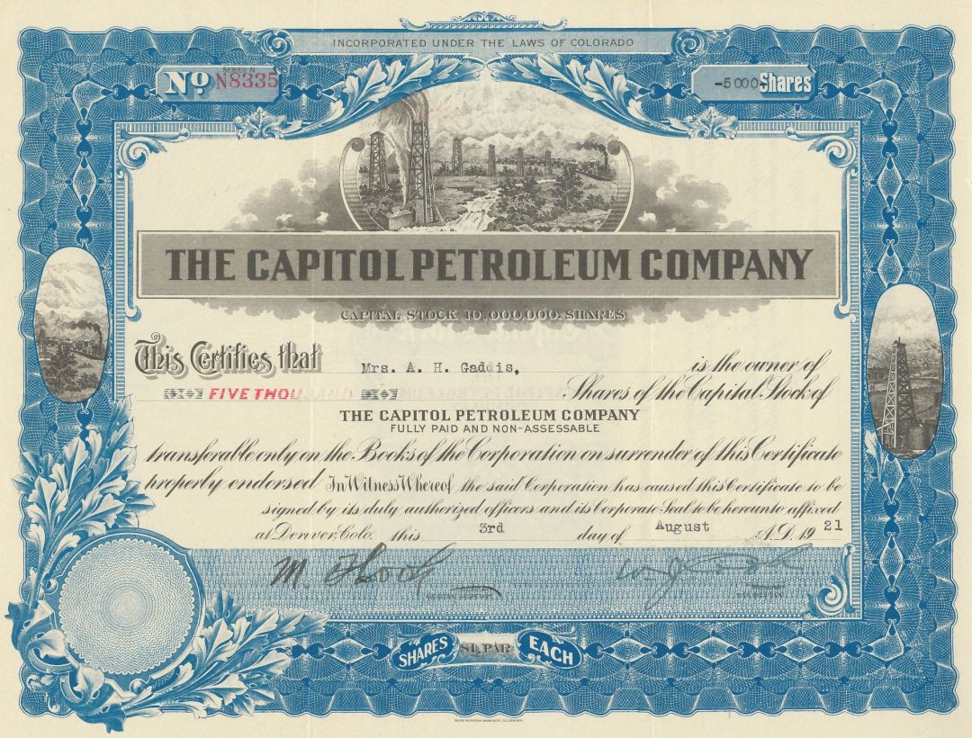 Capitol Petroleum Co. - Stock Certificate (Uncanceled)