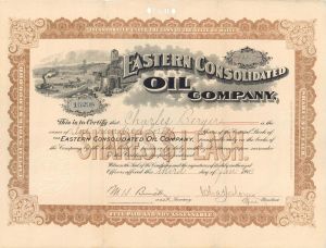 Eastern Consolidated Oil Co. - 1901-1906 dated Stock Certificate (Uncanceled)