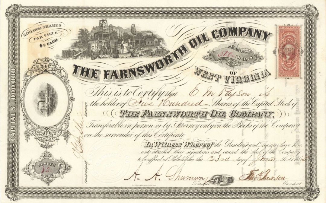 Farnsworth Oil Co. - Stock Certificate (Uncanceled)