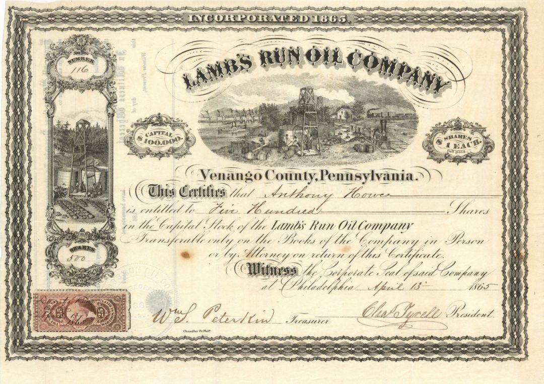 Lamb's Run Oil Co. - Stock Certificate