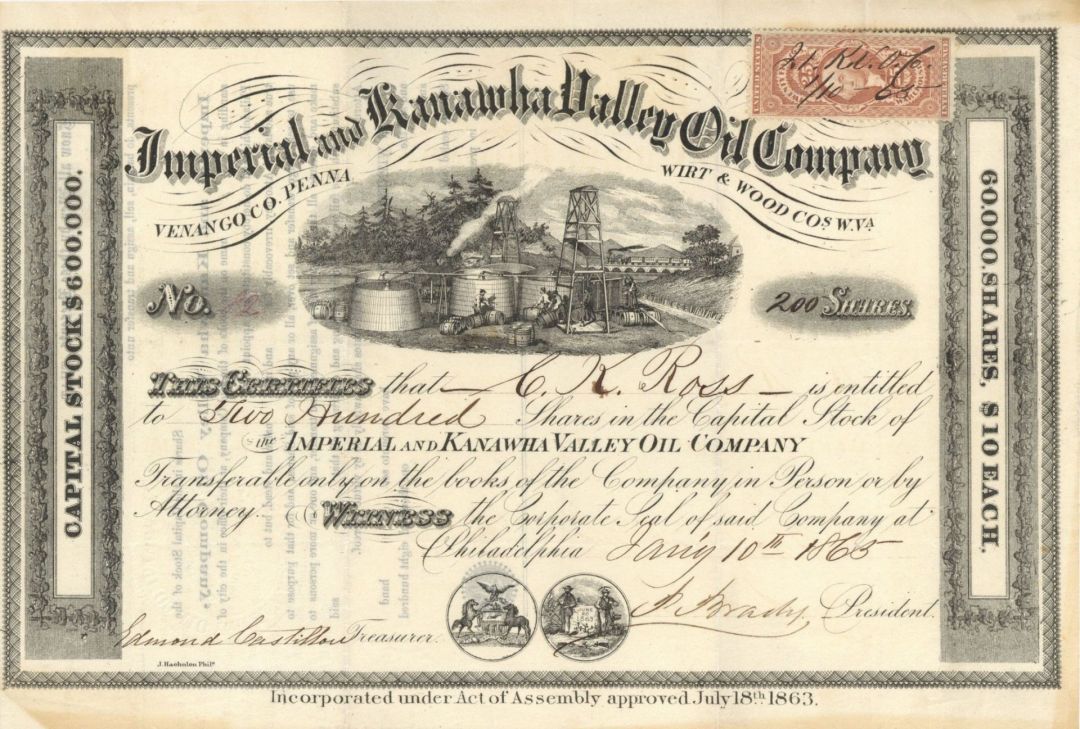 Imperial and Kanawha Valley Oil Co. - Stock Certificate