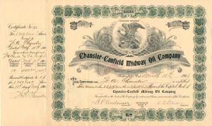 Chanslor=Canfield Midway Oil Co. - 1903 dated Fully Issued California Stock Certificate - Bakersfield, California