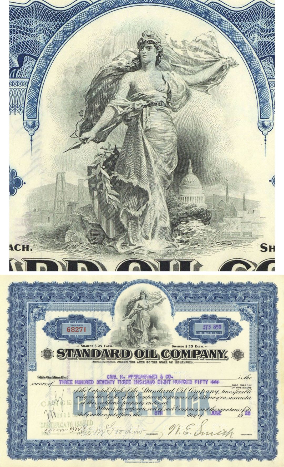 Standard Oil Co of Kentucky - Kyso - Has Become Extremely Rare - 1927 dated Kentucky Oil Stock Certificate