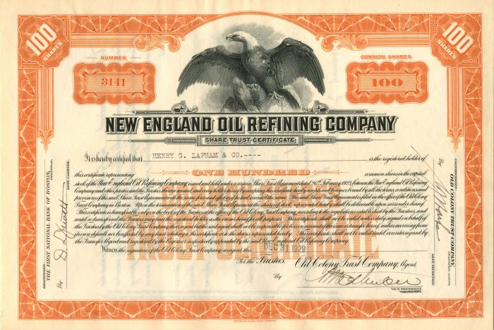 New England Oil Refining Co. - Stock Certificate