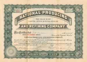 National Producing and Refining Co. - Stock Certificate