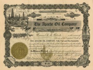 Apache Oil Co. - Stock Certificate