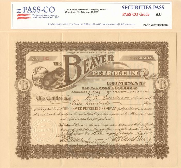 Beaver Petroleum Co. - Stock Certificate