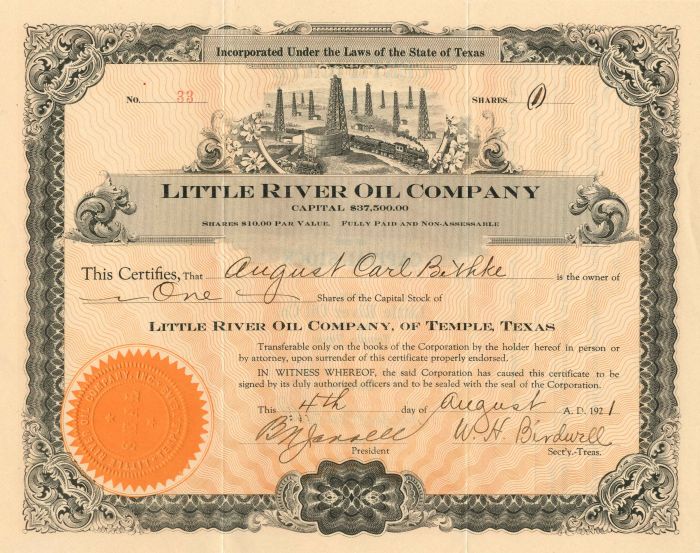 Little River Oil Co. - Stock Certificate