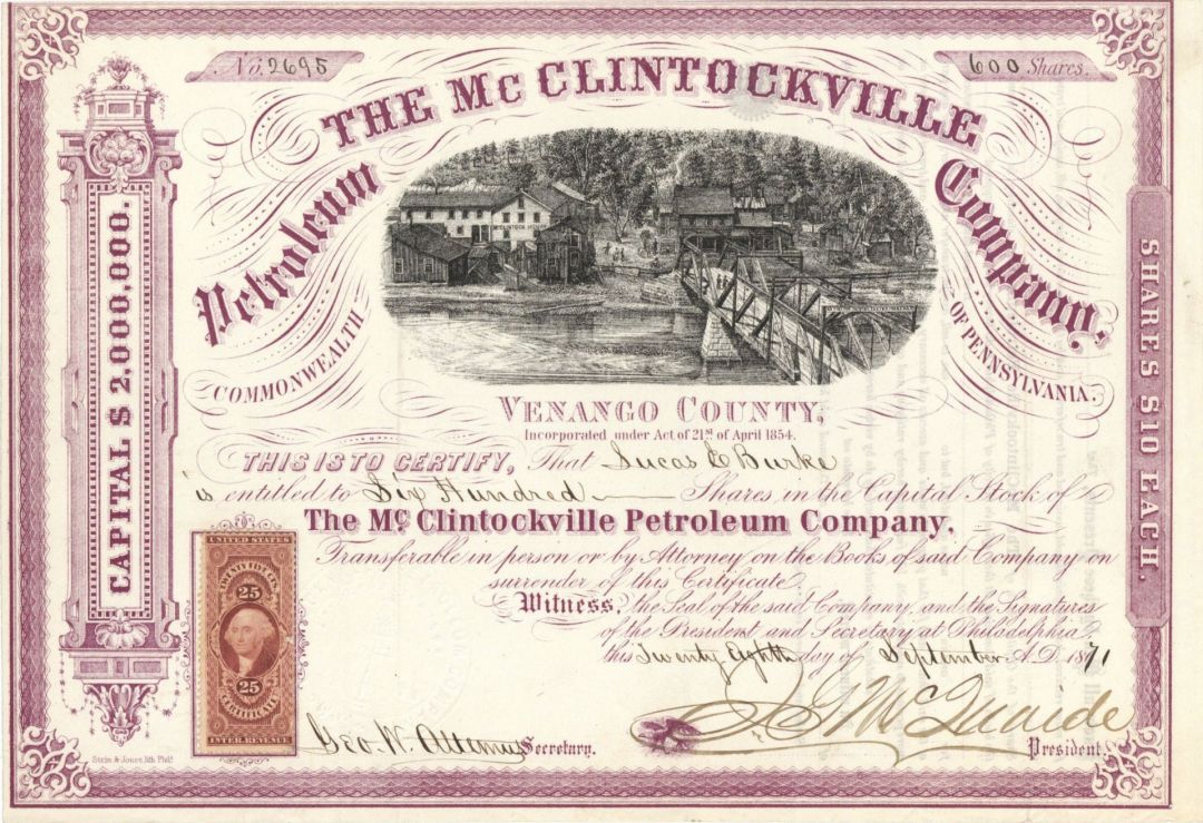 Mc Clintockville Petroleum Co. - Stock Certificate