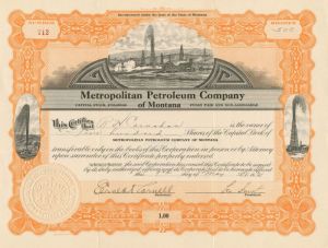 Metropolitan Petroleum Co. - Stock Certificate