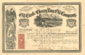 Oil Creek and Cherry Run Oil Co. - Stock Certificate