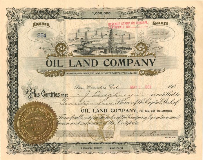 Oil Land Co. - Stock Certificate