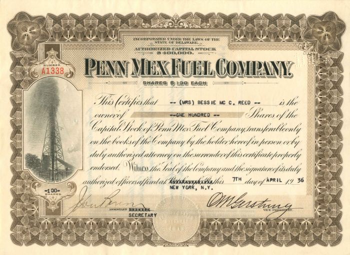 Penn Mex Fuel Co. - Stock Certificate