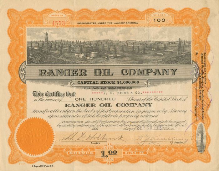 Ranger Oil Co. - Stock Certificate