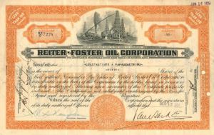 Reiter-Foster Oil Corporation - Stock Certificate