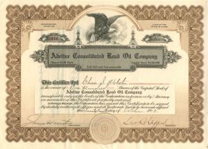 Adeline Consolidated Road Oil Co. - Stock Certificate