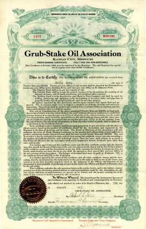 Grub-Stake Oil Association - $20