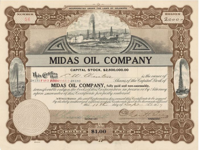Midas Oil Co. - Stock Certificate