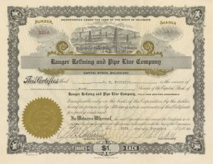 Ranger Refining and Pipe Line Co. - Stock Certificate