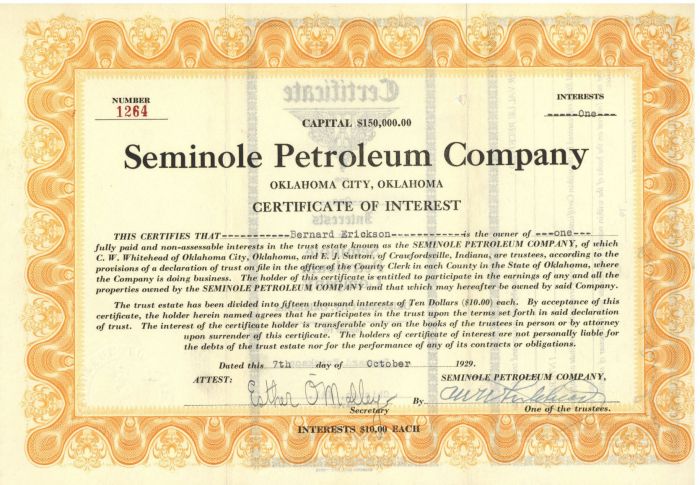 Seminole Petroleum Co. - Stock Certificate