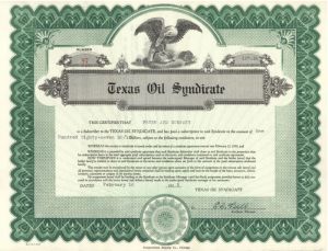 Texas Oil Syndicate - Stock Certificate