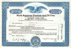 North American Uranium and Oil Corp. - Stock Certificate