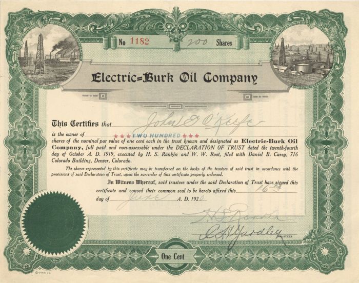 Electric=Burk Oil Co. - Stock Certificate