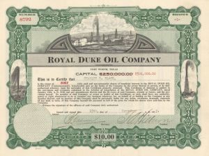 Royal Duke Oil Co. - Stock Certificate