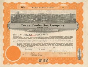 Texas Production Co. - Stock Certificate