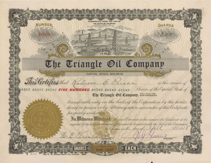 Triangle Oil Co. - Stock Certificate