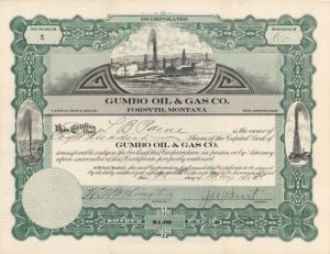 Gumbo Oil and Gas Co. - Stock Certificate