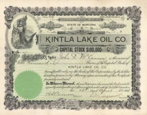 Kintla Lake Oil Co. - Stock Certificate