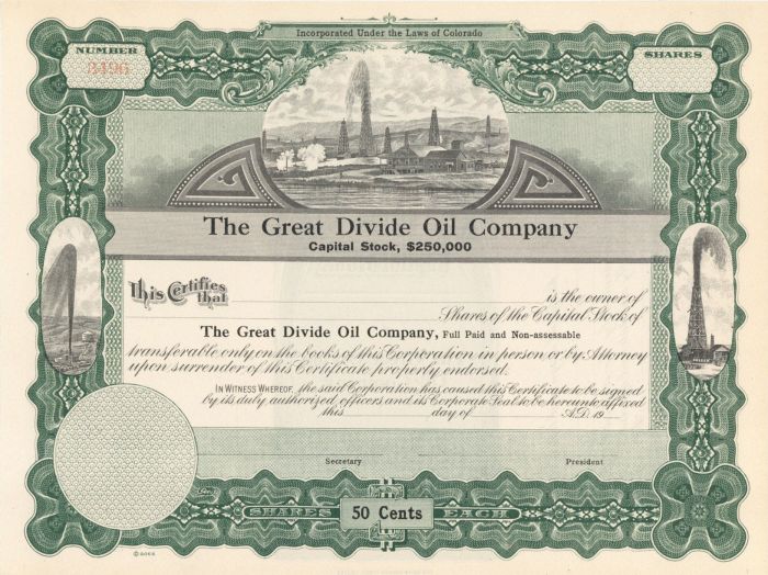 Great Divide Oil Co. - Stock Certificate