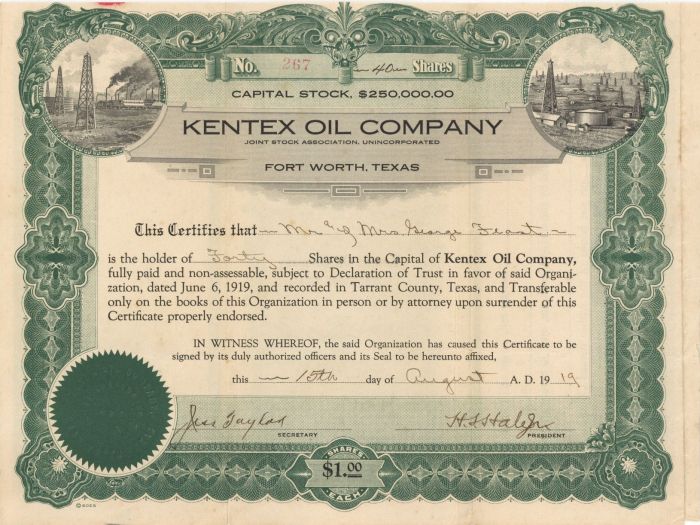 Kentex Oil Co. - Stock Certificate