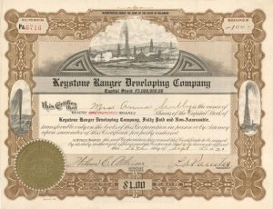 Keystone Ranger Developing Co. - Stock Certificate