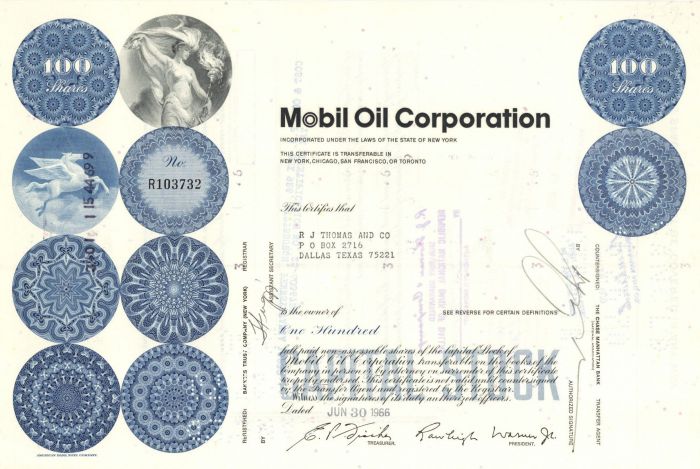 Mobil Oil Corporation - Rare Type Oil Stock Certificate