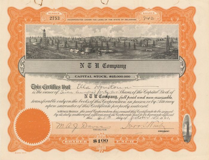 N T H Co. - Stock Certificate
