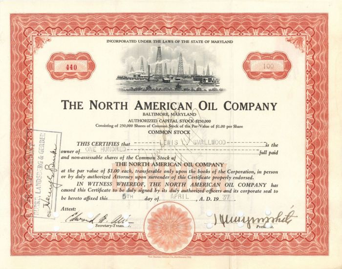 North American Oil Co. - Stock Certificate