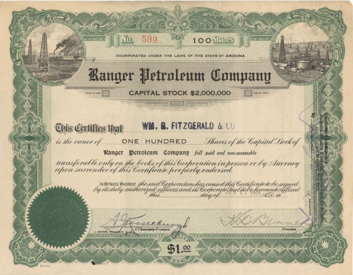 Ranger Petroleum Co. - Stock Certificate