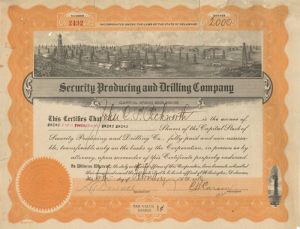 Security Producing and Drilling Co. - Stock Certificate